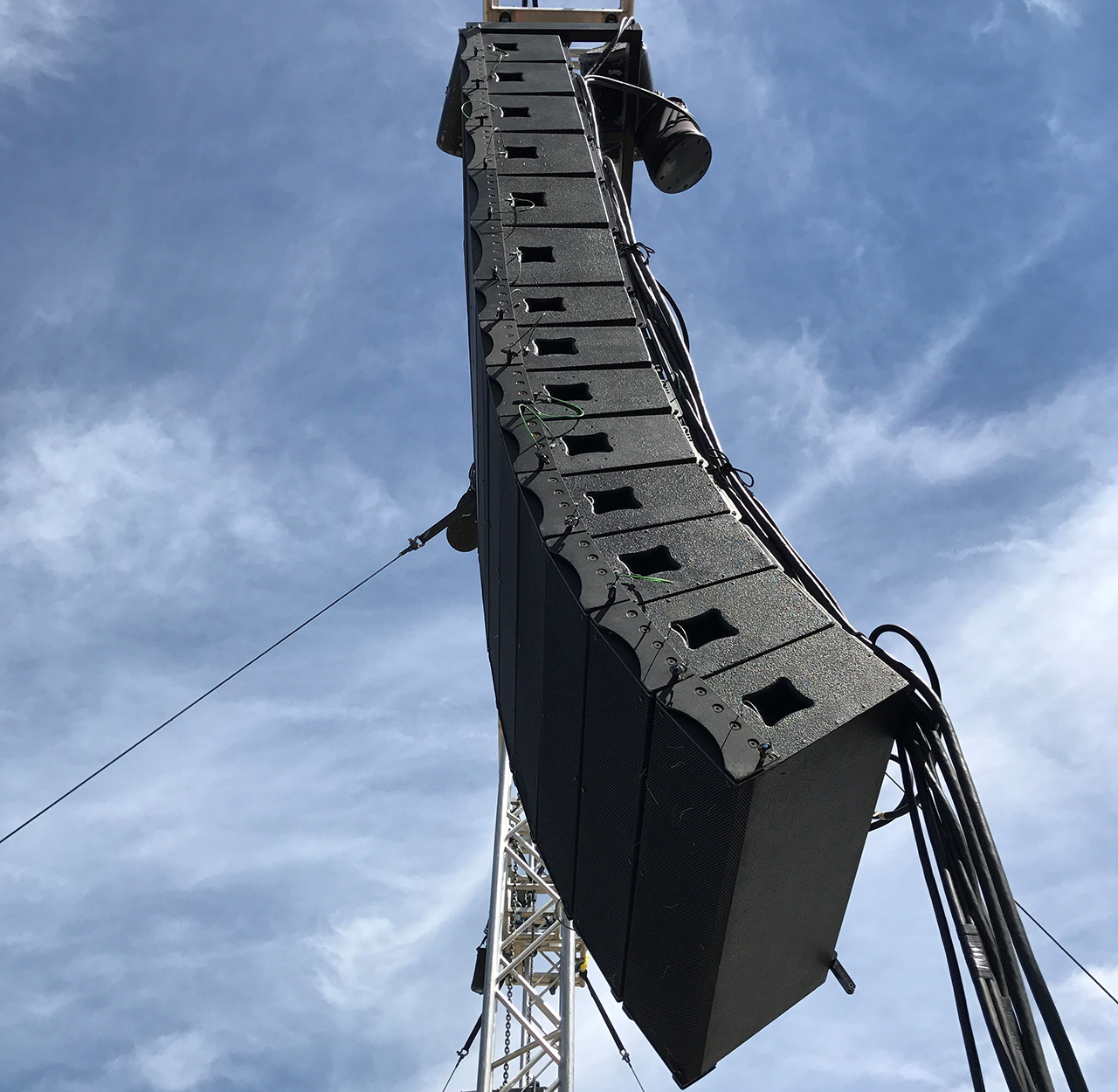 MPT Line Array Audio Stack on stage