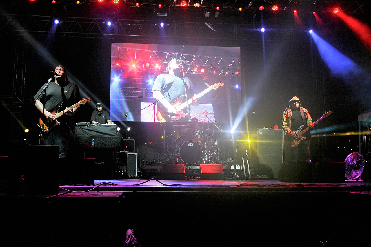 Concert stage with vibrant intelligent lighting visuals